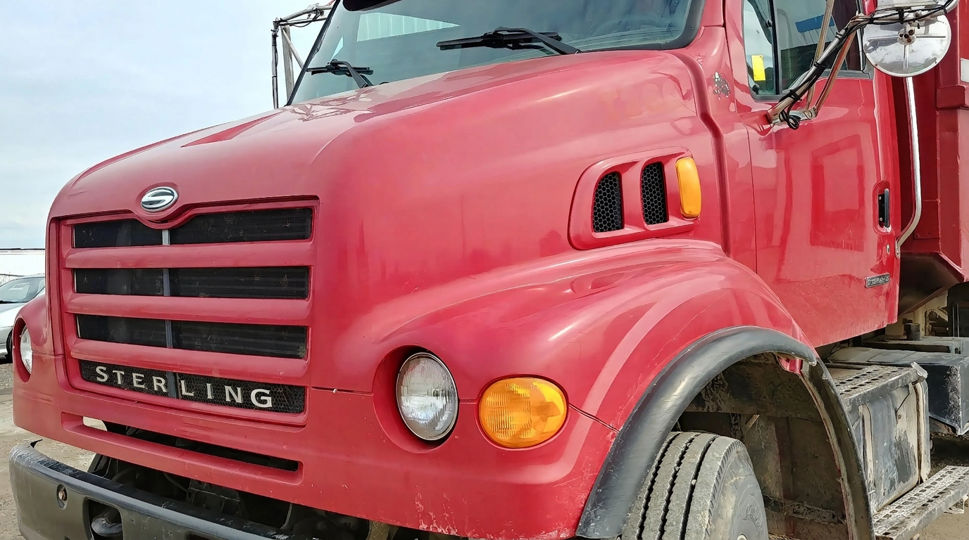 Faded yellow Sterling dump truck before restoration